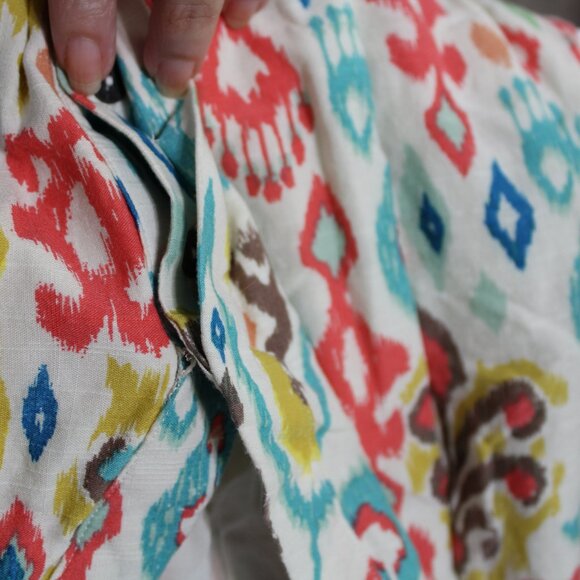 By Anthropologie Felipa Dress Ikat Midi Multicolored smocked waist XS Petite - Picture 8 of 11